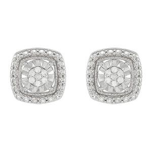 NWT 1/10 ct. t.w. Diamond Square Stud Earrings in Sterling Silver